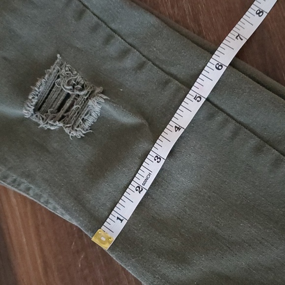 RSQ Distressed Olive Green Baja Ankle Raw Hem 7 - Picture 9 of 9